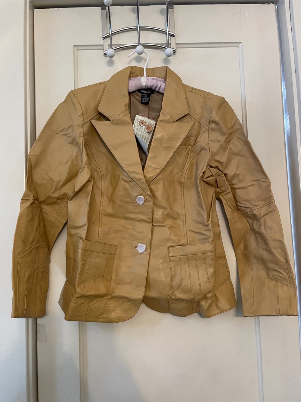 Vintage Metrostyle Women’s Tan Leather Blazer Jacket